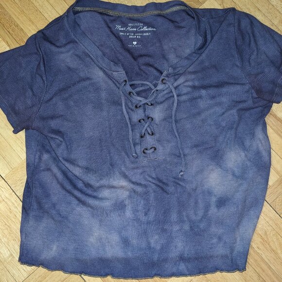 Purple lace up tie front t shirt - Picture 1 of 3